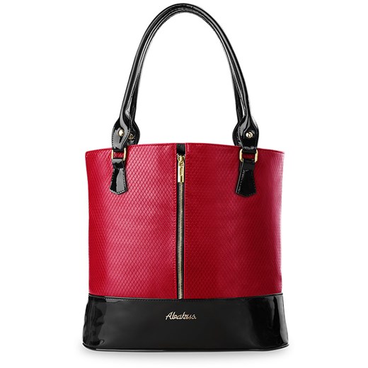 Elegancka klasyczna torebka lakierowana - tłoczenia - czerwona