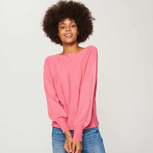 Reserved - Sweter z szerokimi rękawami - Różowy