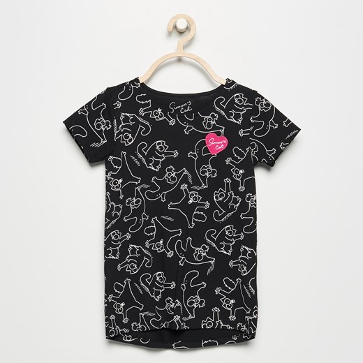 Reserved - T-shirt z nadrukiem simon's cat - Czarny