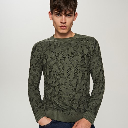 Reserved - Wzorzysty sweter - Khaki