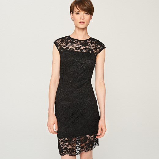 Reserved - Elegancka koronkowa sukienka - Czarny