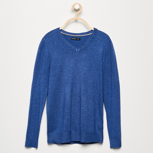 Reserved - Sweter z dekoltem w serek - Niebieski