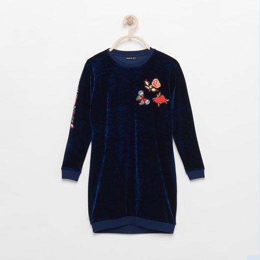 Reserved - Sukienka z kwiatowym wzorem - Granatowy