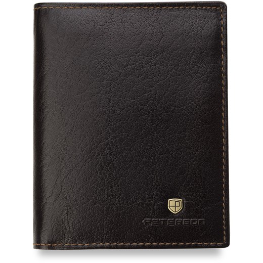 Elegancki portfel męski pionowy peterson praktyczne rozwiązania - brązowy