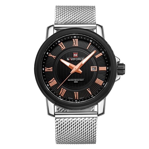 ZEGAREK MĘSKI NAVIFORCE - VENTURA (zn033d) - black/rose - Srebrny || Czarny Naviforce szary  TAYMA