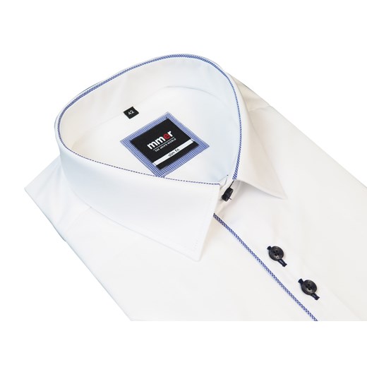 Biała koszula krótki rękaw 924 Koszule Męskie Mmer szary 176-182 / 41-Slim okazyjna cena Modini 