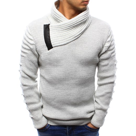 Sweter męski biały (wx0971) Dstreet  XL okazyjna cena  