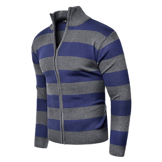 Sweter męski rozpinany bm-6066 - niebieski  Risardi XL 