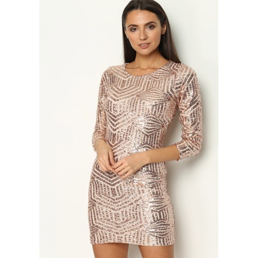 Różowa Sukienka Backless bezowy uniwersalny wyprzedaż Born2be Odzież