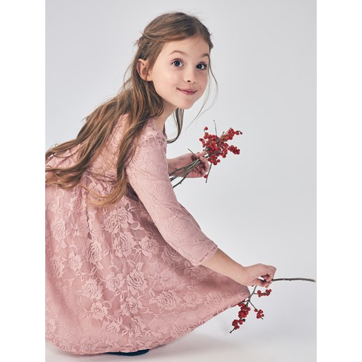 Mohito - Koronkowa sukienka dla dziewczynki little princess - Różowy Mohito bezowy 104 