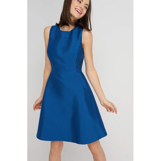 Satynowa sukienka z koronkowymi wstawkami niebieski ORSAY 40 orsay.com