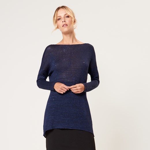 Mohito - Długi sweter z bawełną - Niebieski Mohito szary S 
