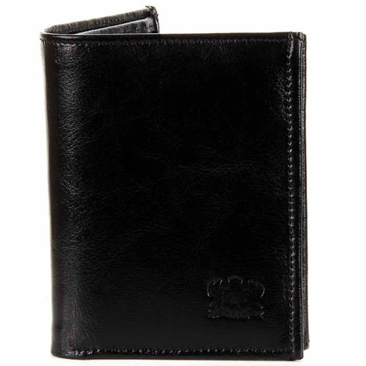 P165 czarny skórzany portfel męski