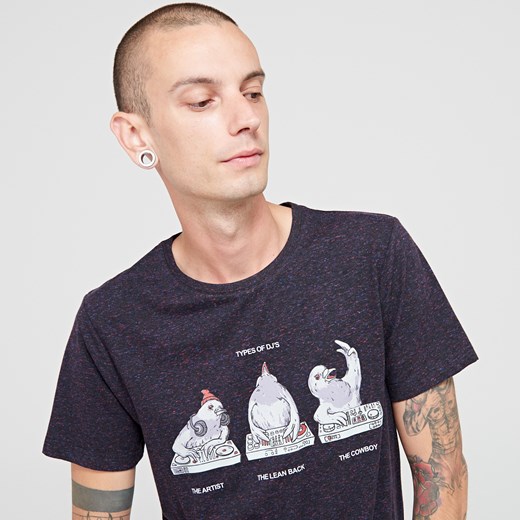 Cropp - T-shirt gołębie rządzą - Czarny