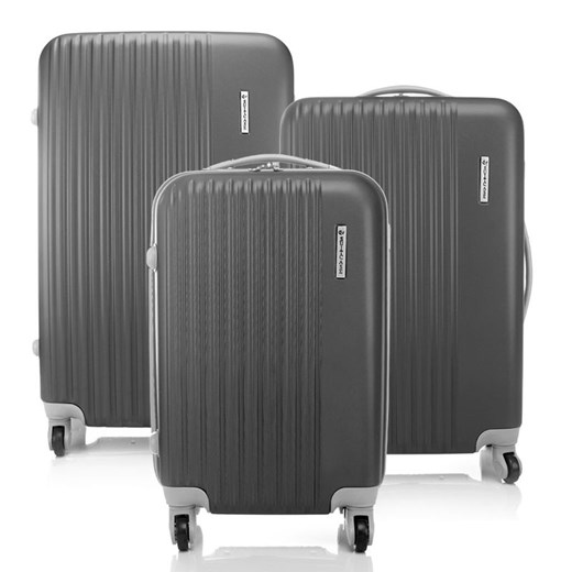 Komplet trzech podróżnych mocnych walizek z Polikarbonu Merg szary One Size merg.pl