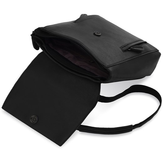 Stylowy plecak damski z klapką praktyczny plecaczek – czarny