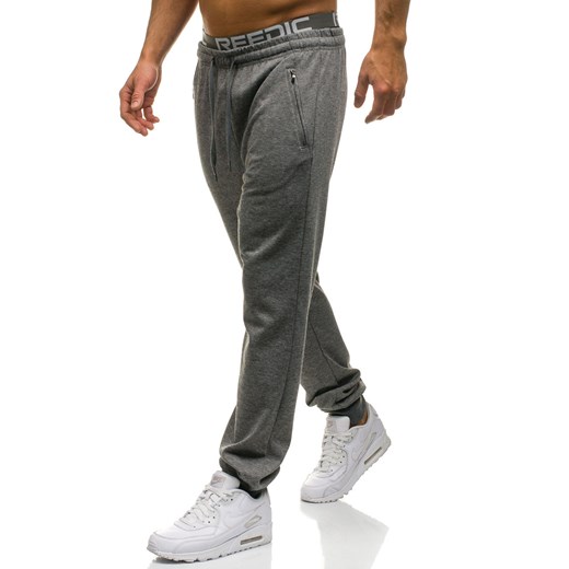 Spodnie męskie dresowe joggery szare Denley W2795  Denley.pl L okazja Denley 