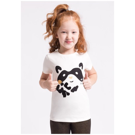 T-shirt dla małych dziewczynek JTSD106z - kremowa biel