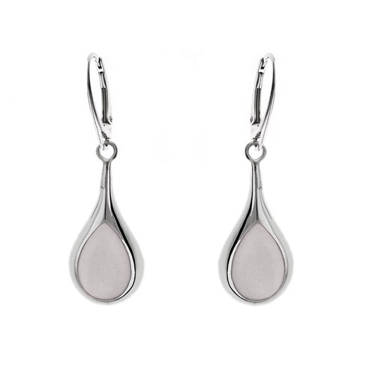 Eleganckie wiszące srebrne kolczyki łezki krople jasna masa perłowa srebro 925 K1221