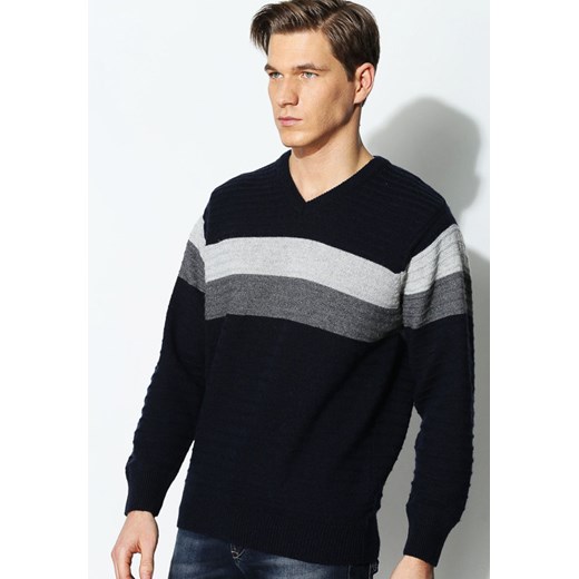 Granatowy Sweter Blunt Colours czarny  XL Born2be Odzież okazja 