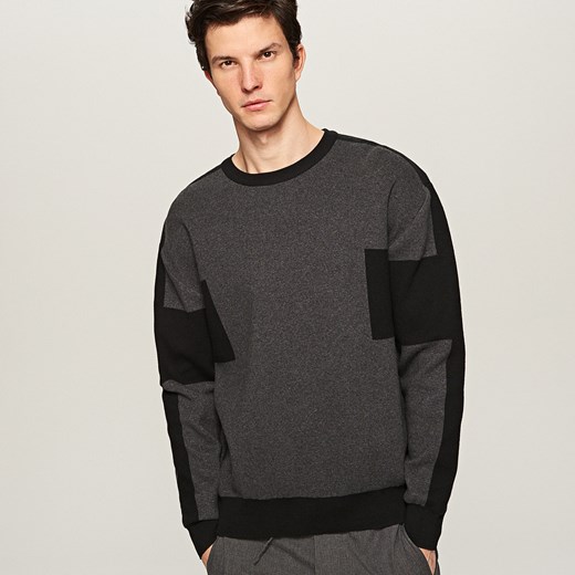 Reserved - Sweter z kontrastowymi panelami - Szary szary Reserved L 