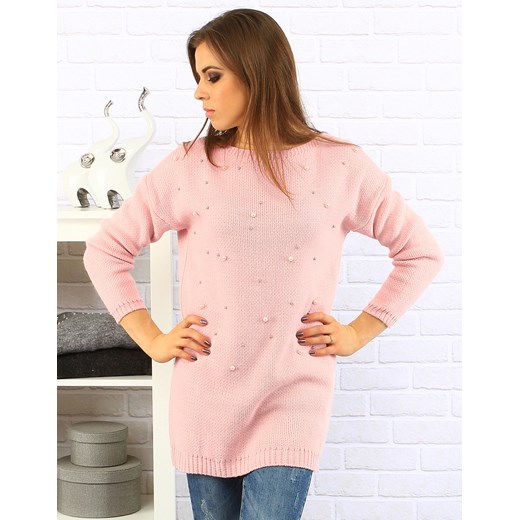 Sweter Premium różowy (my0246) bezowy Dstreet  