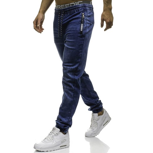 Spodnie jeansowe joggery męskie granatowe Denley HY182  Denley.pl XL Denley okazja 