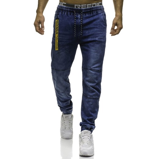 Spodnie jeansowe joggery męskie granatowe Denley HY183  Denley.pl XL wyprzedaż Denley 