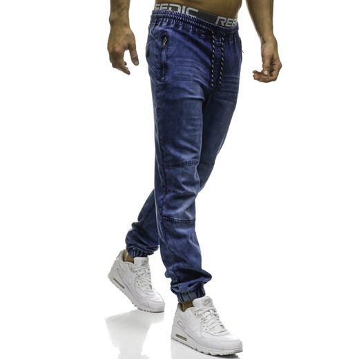 Spodnie jeansowe joggery męskie granatowe Denley HY181 Denley.pl  XL wyprzedaż Denley 