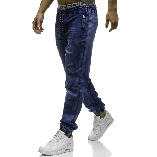 Spodnie jeansowe joggery męskie granatowe Denley HY181  Denley.pl M promocyjna cena Denley 