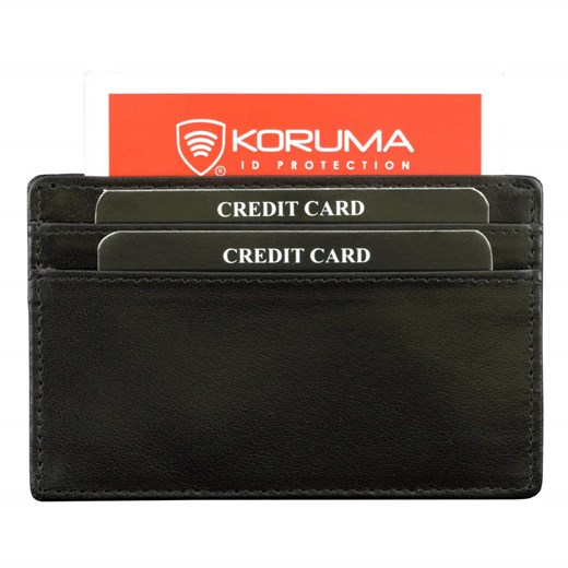 Skórzane etui ochronne na karty kredytowe oraz zbliżeniowe z okienkiem (Czarny) ze sklepu Koruma ID Protection w kategorii Etui - zdjęcie 41701882