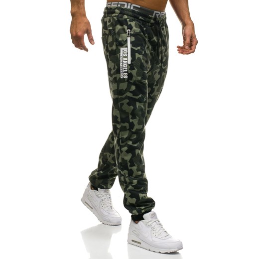 Spodnie męskie dresowe joggery zielone Denley W1357 Denley.pl  2XL wyprzedaż Denley 
