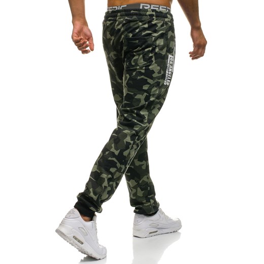 Spodnie męskie dresowe joggery zielone Denley W1357  Denley.pl L Denley promocja 