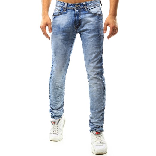 Spodnie jeansowe męskie niebieskie (ux1087) niebieski Dstreet  