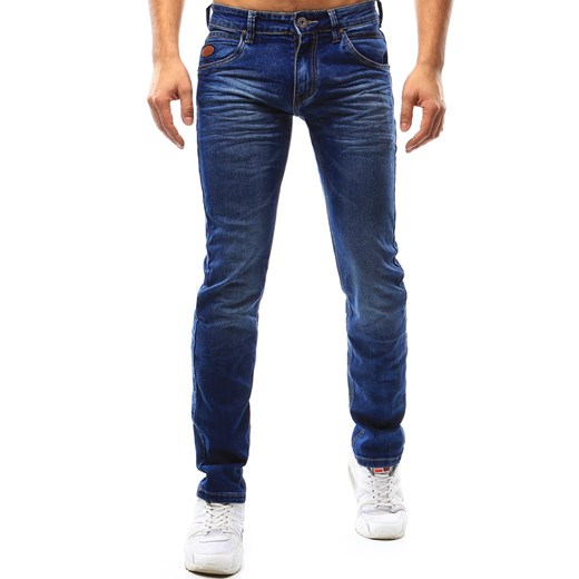Spodnie jeansowe męskie niebieskie (ux1084) granatowy Dstreet  