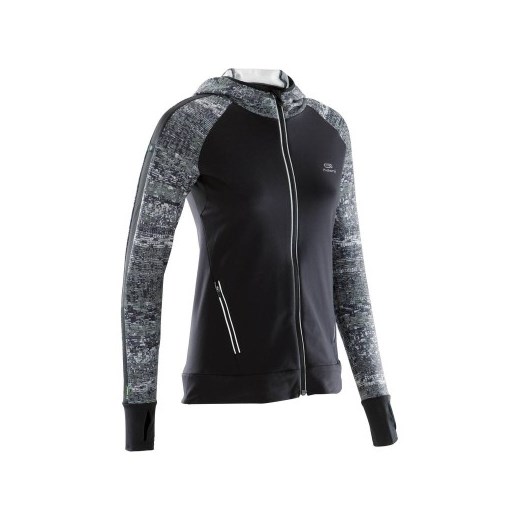 Bluza RUN WARM HOOD NIGHT czarny Kalenji Decathlon