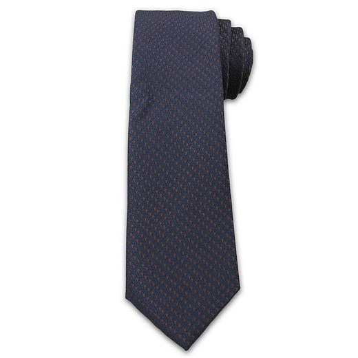 Męski Stylowy Krawat z Brązowym Rzucikiem - Chattier- 6,7cm - Granatowy KRCH1007 ze sklepu JegoSzafa.pl w kategorii Krawaty - zdjęcie 41781150