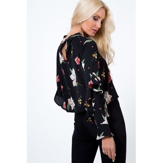 Bluzka w kwiaty czarna 21929