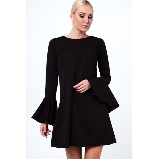 Sukienka prosta z szerokimi rękawami czarna 6646