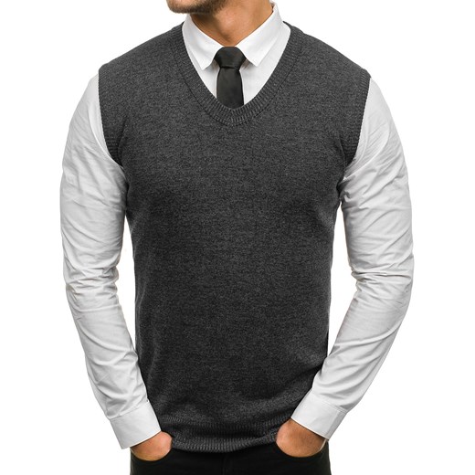 Sweter męski bez rękawów czarny Denley H1715