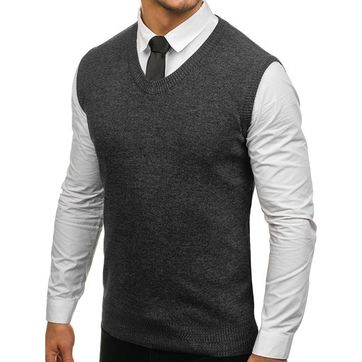 Sweter męski bez rękawów czarny Denley H1715