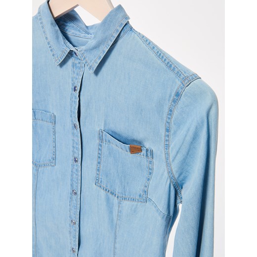 Sinsay - Jeansowa koszula na napy - Niebieski