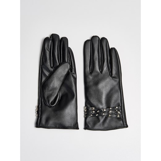 Sinsay - Rękawiczki z eko skóry z ćwiekami - Czarny