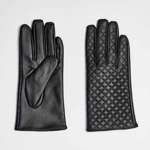 Sinsay - Pikowane rękawiczki z eko skóry - Czarny