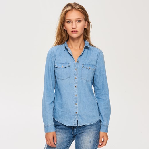 Sinsay - Koszula jeansowa - Niebieski