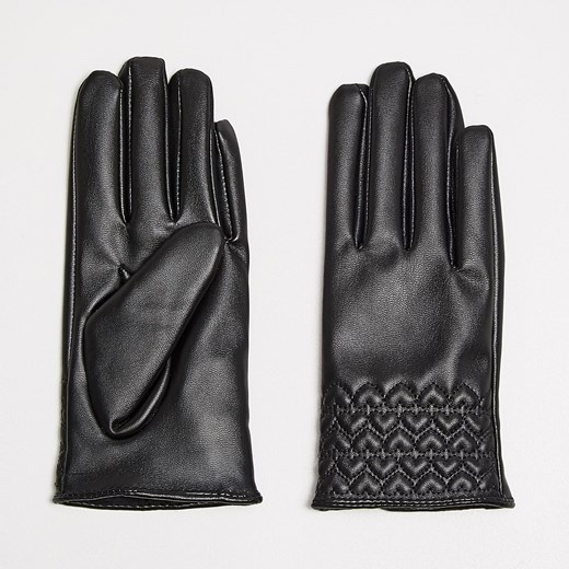 Sinsay - Rękawiczki z eko skóry - Czarny