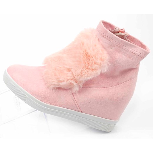 Rożowe trampki sneakersy na średnim koturnie /E10-2 Ae150 t512/ rozowy Siader 39 pantofelek24.pl