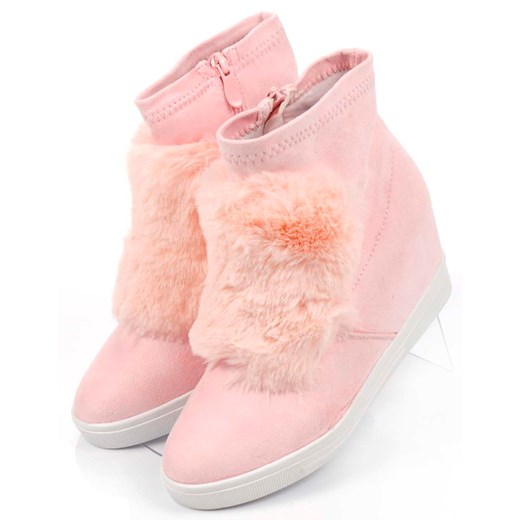 Rożowe trampki sneakersy na średnim koturnie /E10-2 Ae150 t512/ Siader rozowy 38 pantofelek24.pl