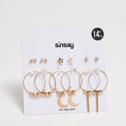 Sinsay - Zestaw kolczyków - Beżowy Sinsay szary One Size 