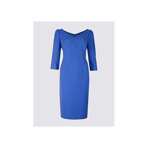 PETITE 3/4 Sleeve Bodycon Midi Dress  niebieski Marks & Spencer  Marks&Spencer